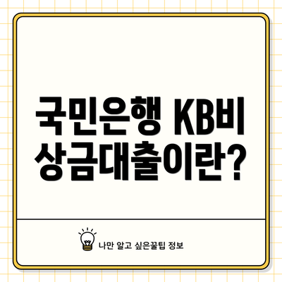 국민은행 KB비상금대출이란?