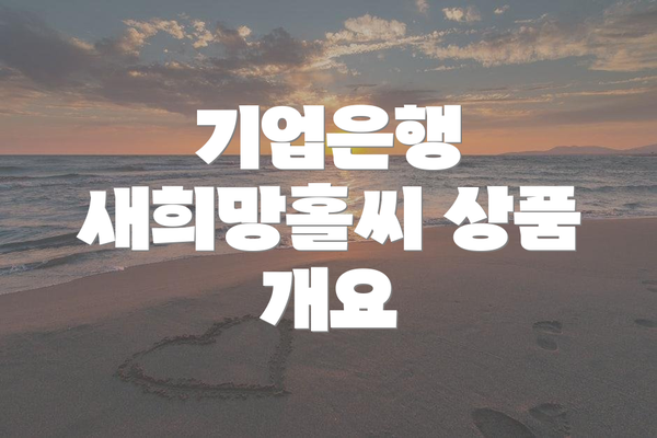 기업은행 새희망홀씨 상품 개요