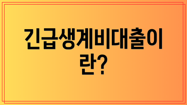 긴급생계비대출이란?