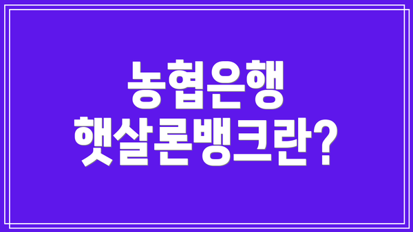 농협은행 햇살론뱅크란?