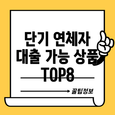 단기 연체자 대출 가능 상품 TOP8