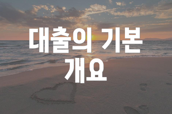 대출의 기본 개요