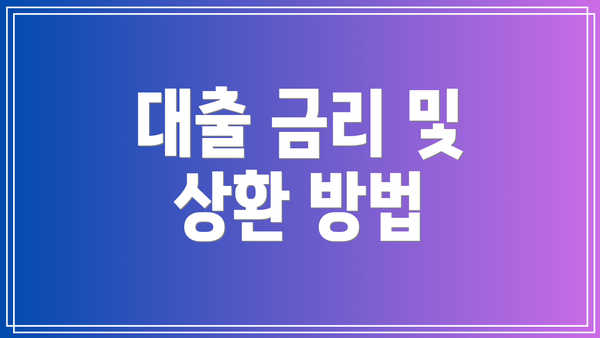 대출 금리 및 상환 방법