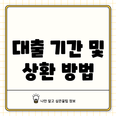 대출 기간 및 상환 방법