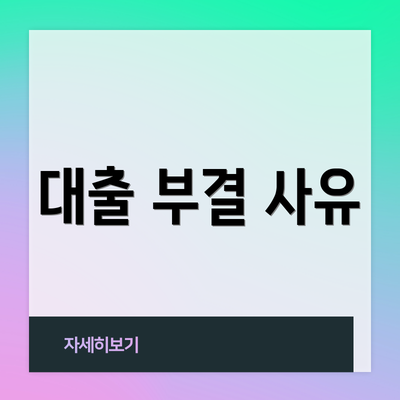 대출 부결 사유