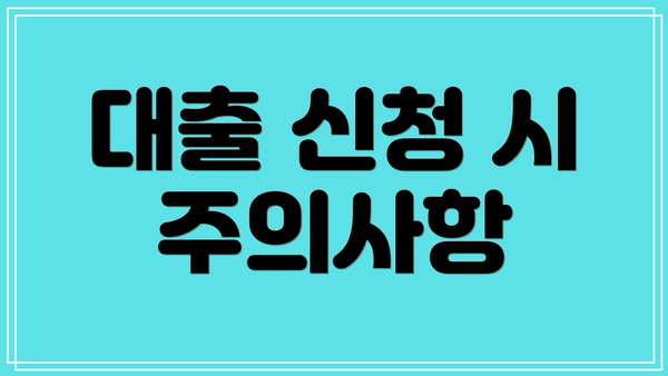 대출 신청 시 주의사항