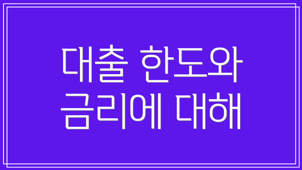 대출 한도와 금리에 대해