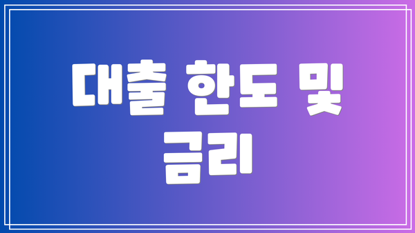 대출 한도 및 금리