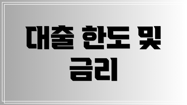 대출 한도 및 금리