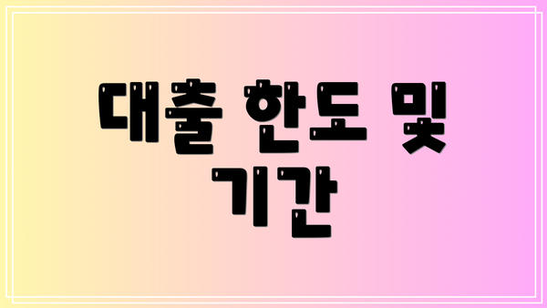 대출 한도 및 기간