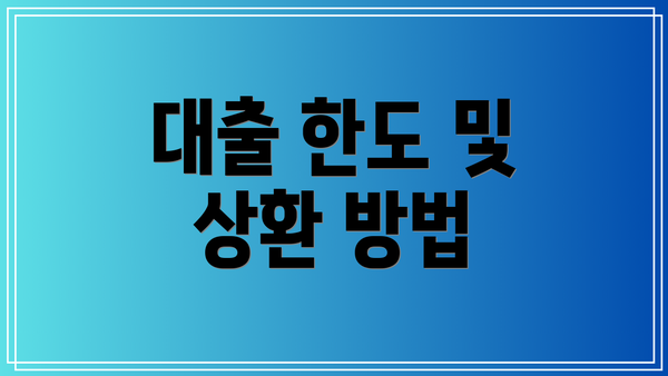 대출 한도 및 상환 방법