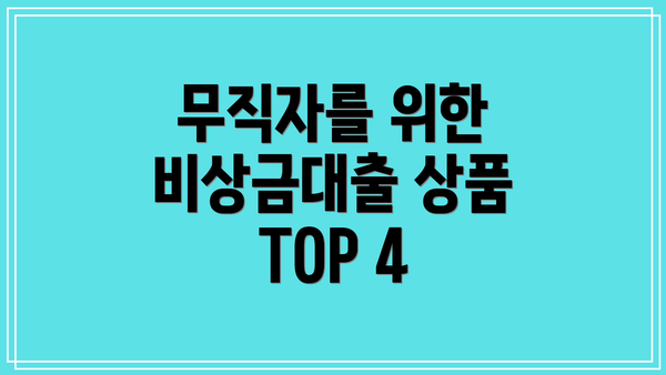 무직자를 위한 비상금대출 상품 TOP 4