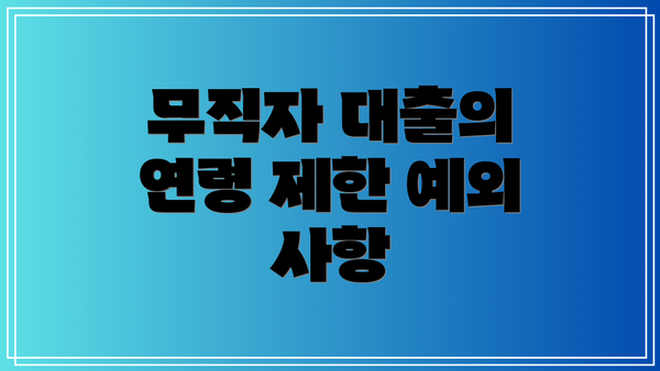 무직자 대출의 연령 제한 예외 사항