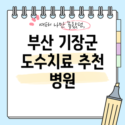 부산 기장군 도수치료 추천 병원