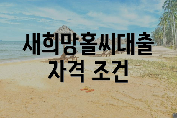 새희망홀씨대출 자격 조건
