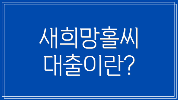 새희망홀씨 대출이란?