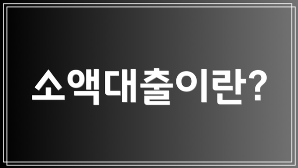 소액대출이란?