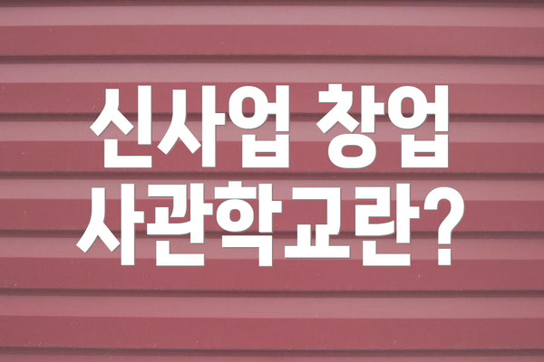 신사업 창업 사관학교란?