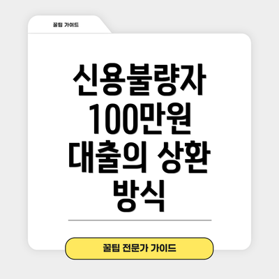 신용불량자 100만원 대출의 상환 방식