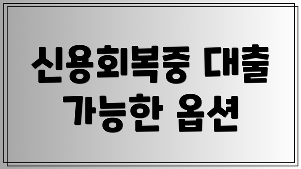 신용회복중 대출 가능한 옵션