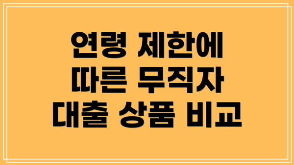 연령 제한에 따른 무직자 대출 상품 비교