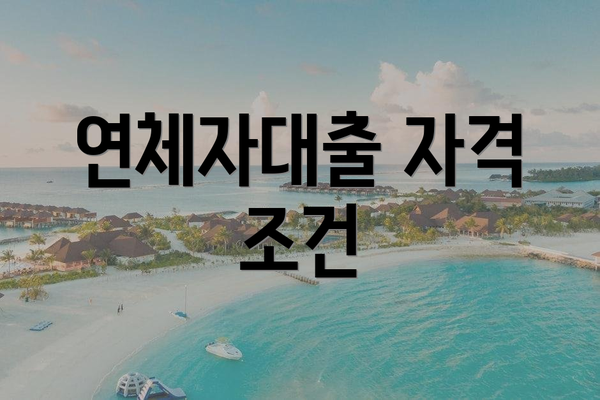 연체자대출 자격 조건