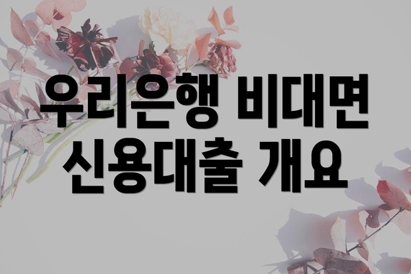 우리은행 비대면 신용대출 개요