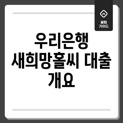 우리은행 새희망홀씨 대출 개요