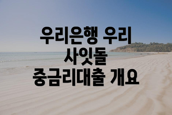 우리은행 우리 사잇돌 중금리대출 개요