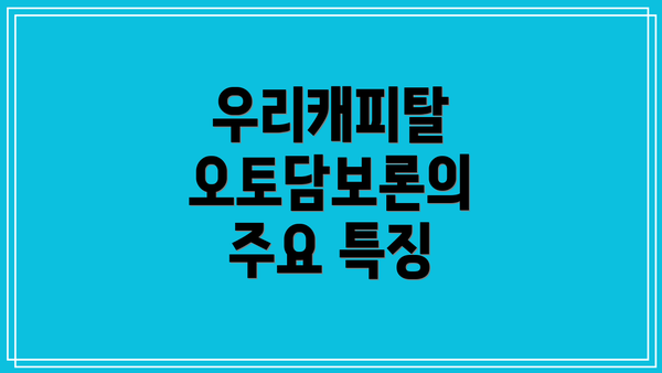 우리캐피탈 오토담보론의 주요 특징