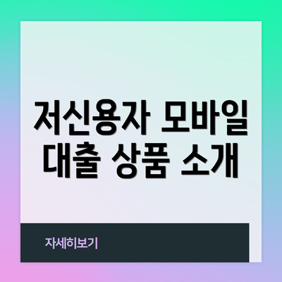 저신용자 모바일 대출 상품 소개