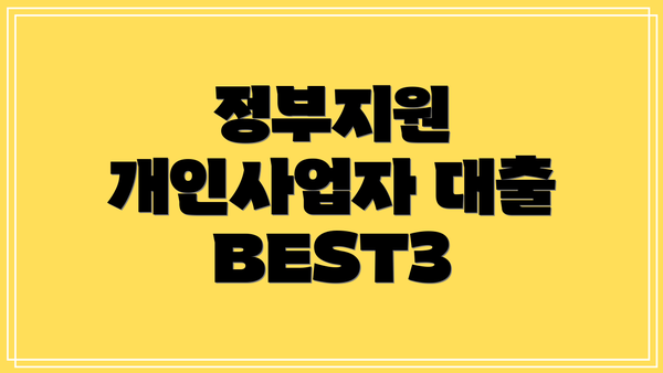 정부지원 개인사업자 대출 BEST3