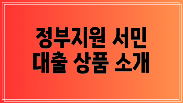 정부지원 서민 대출 상품 소개