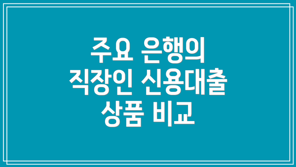 주요 은행의 직장인 신용대출 상품 비교