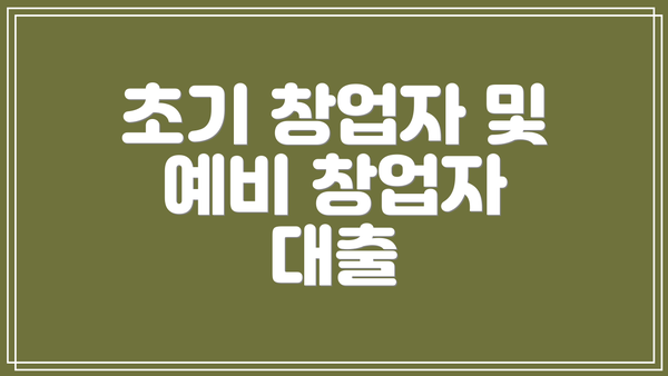 초기 창업자 및 예비 창업자 대출