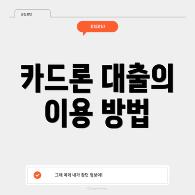 카드론 대출의 이용 방법