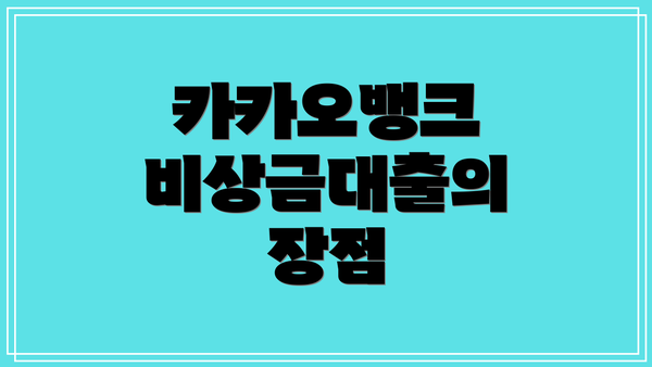 카카오뱅크 비상금대출의 장점