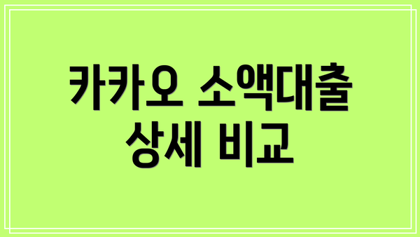 카카오 소액대출 상세 비교