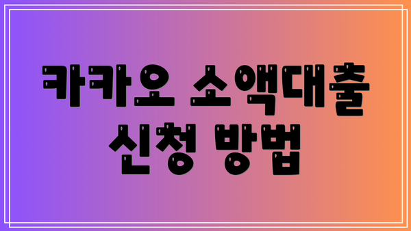카카오 소액대출 신청 방법
