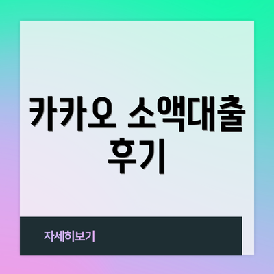 카카오 소액대출 후기