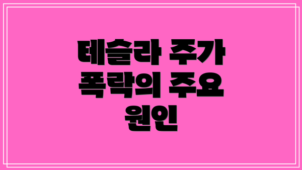 테슬라 주가 폭락의 주요 원인