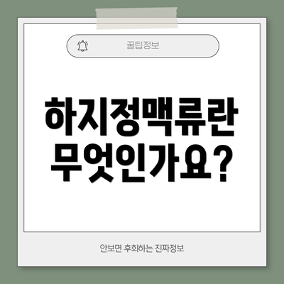 하지정맥류란 무엇인가요?