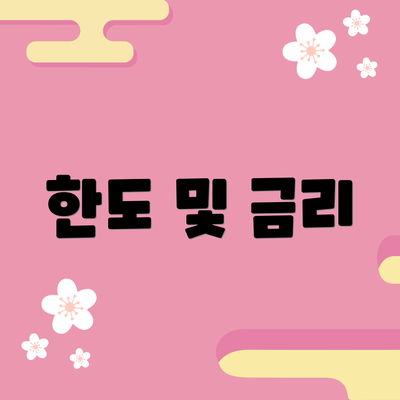 한도 및 금리