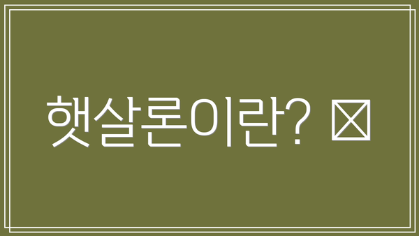 햇살론이란? 🌞