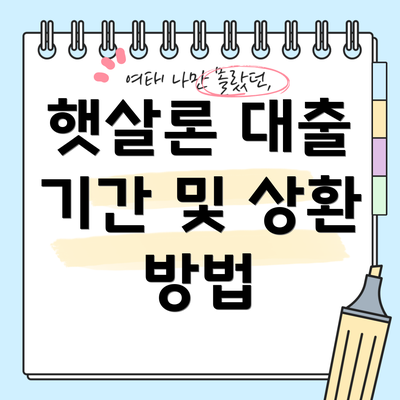 햇살론 대출 기간 및 상환 방법