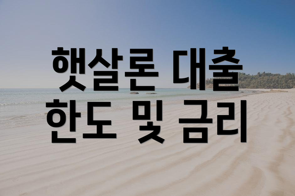 햇살론 대출 한도 및 금리