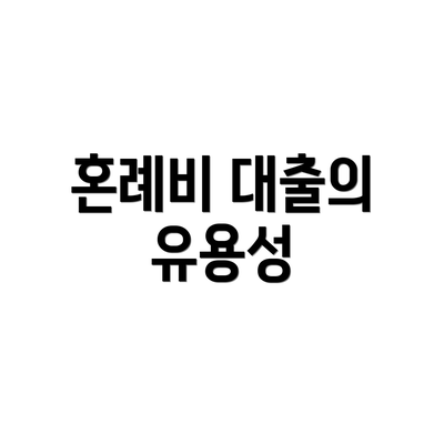 혼례비 대출의 유용성