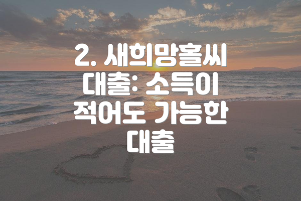 2. 새희망홀씨 대출: 소득이 적어도 가능한 대출