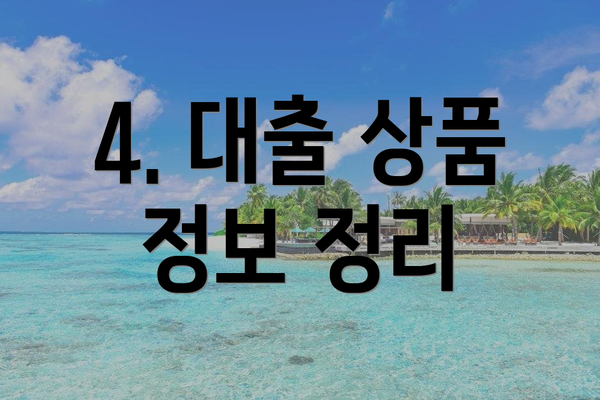 4. 대출 상품 정보 정리