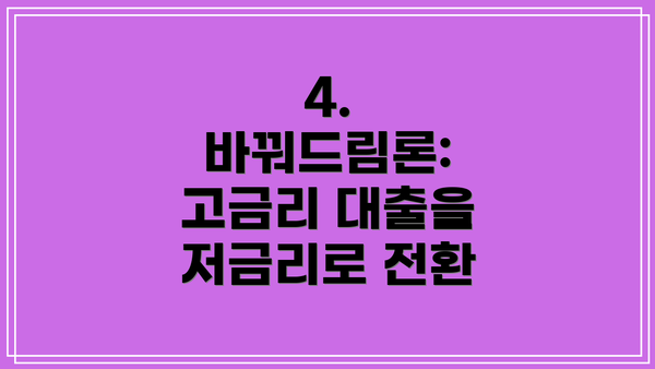 4. 바꿔드림론: 고금리 대출을 저금리로 전환